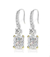 Rectangle Zircon Silver Hook Earrings